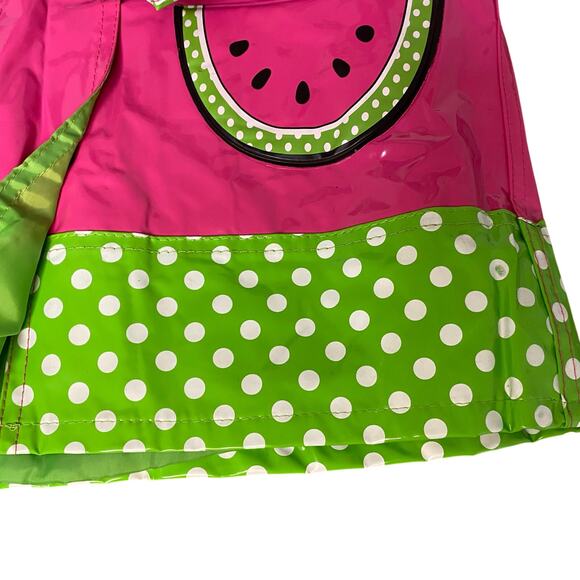 Wippette Kids green polka dot pink watermelon hooded rain trench coat SIZE 4 - Picture 4 of 5